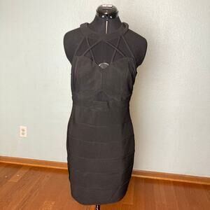 10 11 Emerald Sundae sleeveless midi black dress cut out bodycon party high neck